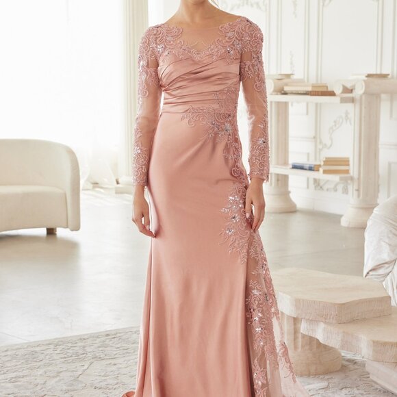 Formal dress.Long sleeve plus size mother of the bride party wedding guest navy - Picture 1 of 8